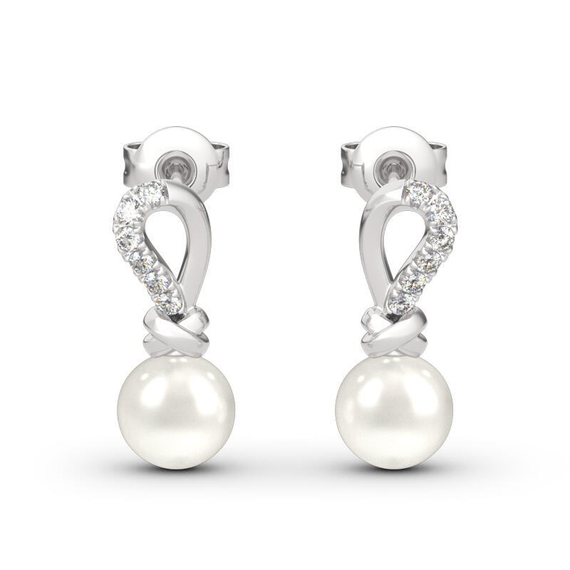 Jeulia Knot Cultured Pearl Sterling Silver Earrings