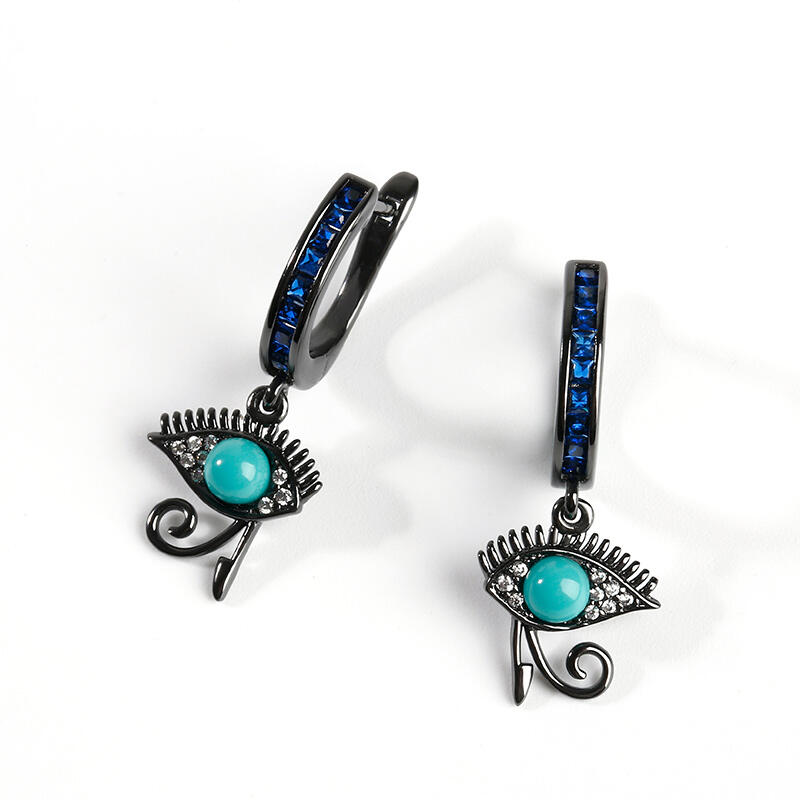 Jeulia Brincos olho de demônio olho azul e design de diamante