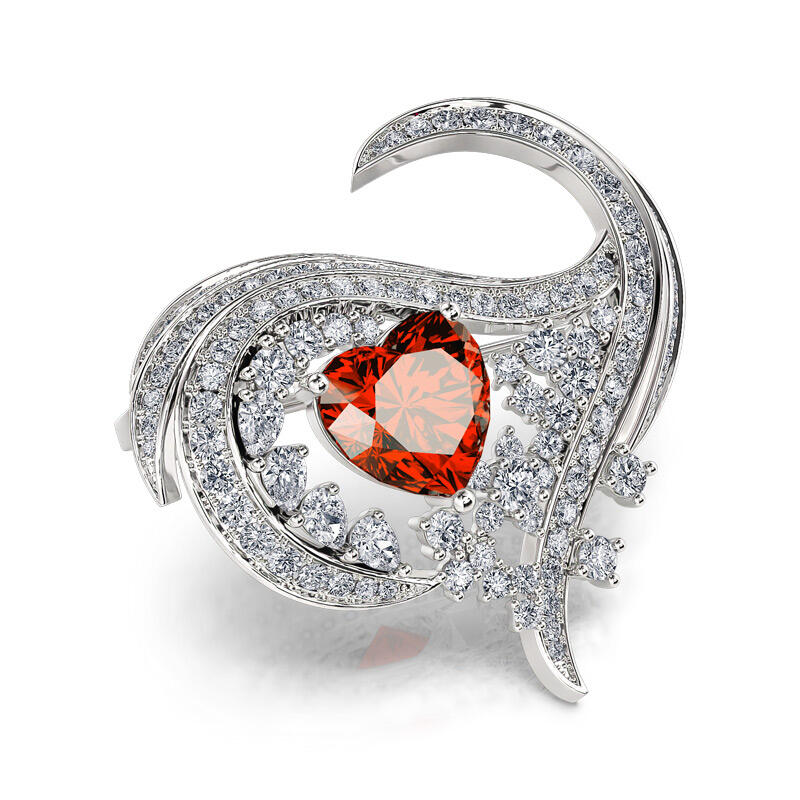 Jeulia ロゴ ハート デザイン シルバー ブローチ