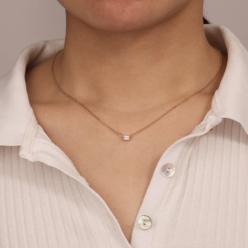 "The Glimmer In My Heart" Baguette Cut Necklace