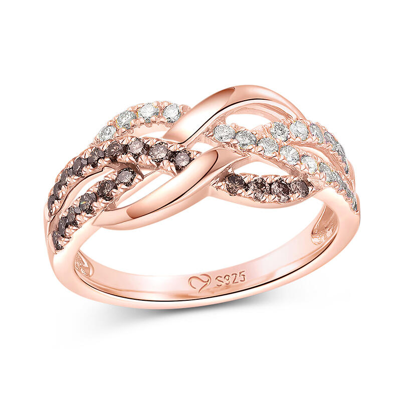 Jeulia Entrelazado Corte Redondo Plata Esterlina Anillo para Mujer