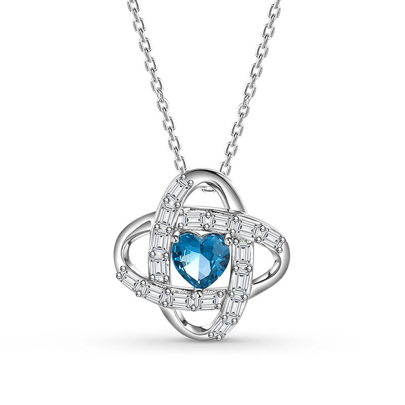 Jeulia Love Knot Custom Birthstone Necklace Sterling Silver