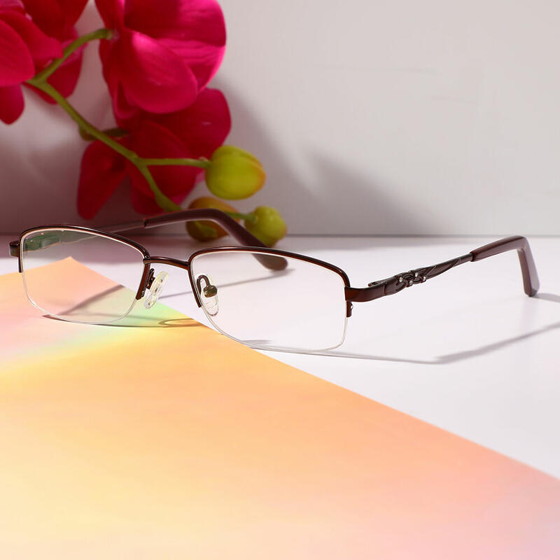 Salome Rectangle Brown Glasses