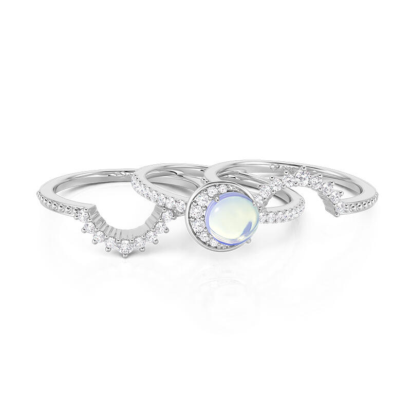 Jeulia Luna Astra Sun and Moon Eternity Ring Set 3PCS