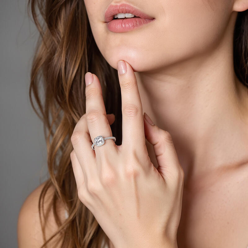 "Never Tear Us Apart" Cushion Cut Halo Engagement Ring