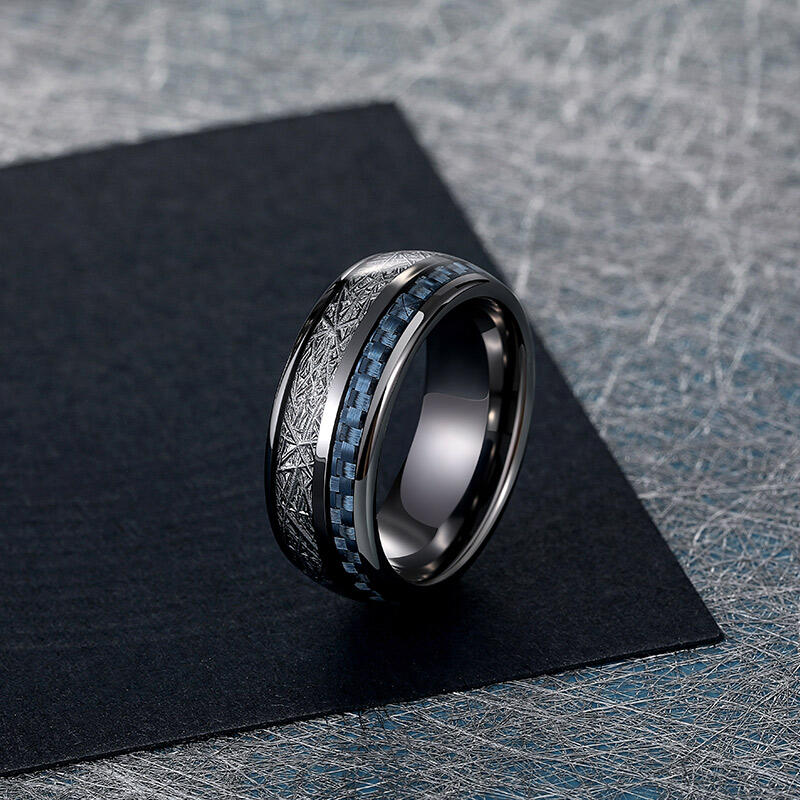 Jeulia Anillo de Tungsteno Clásico Minimalista para Hombres
