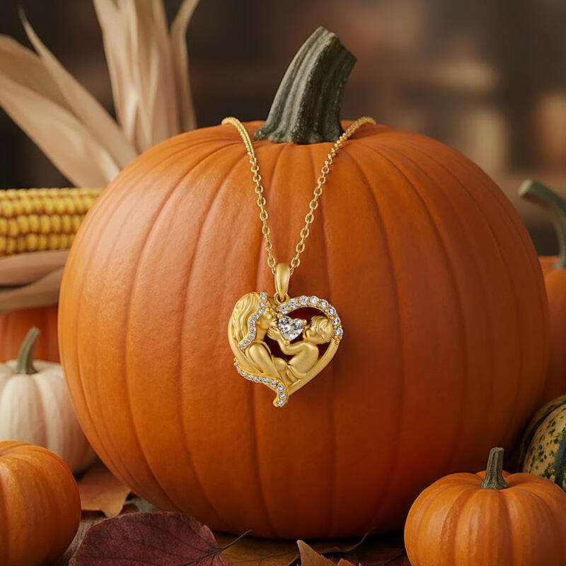 Jeulia Custom Mother and Child Necklace with Heart Birthstone