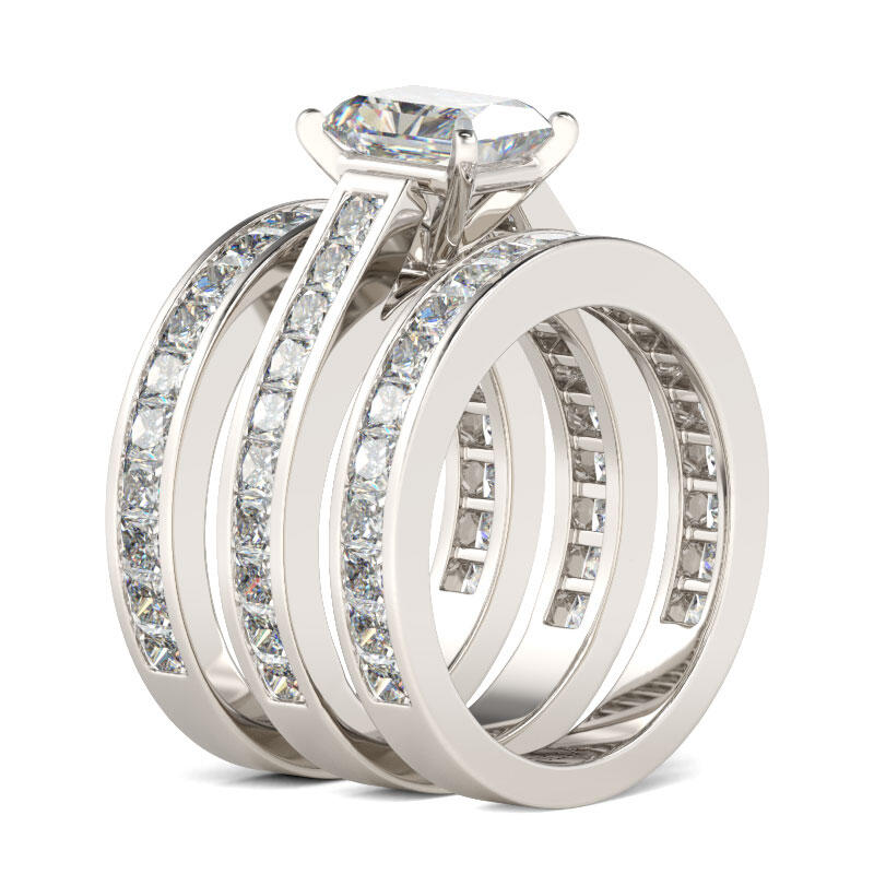 جوليا طقم خواتم قطع مشع من الفضة الإسترليني مجموعة من ثلاث حلقات