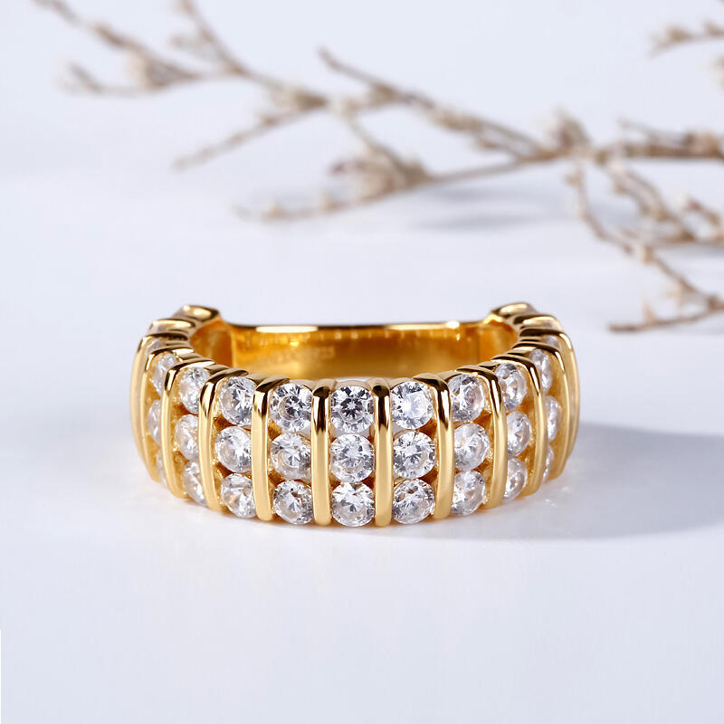 Jeulia Contemporary Design Round Cut Sterling Silver Women's Band