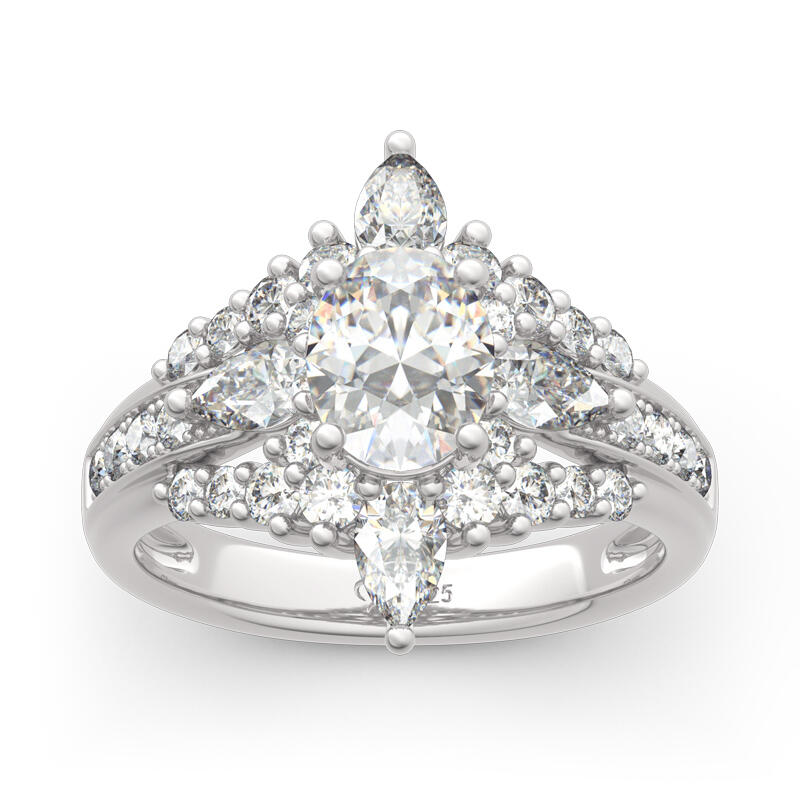 Jeulia Unique Halo Oval Cut Sterling Silver Ring