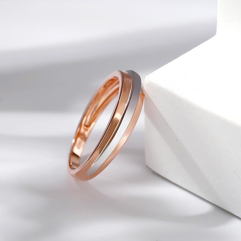 Jeulia Two Tone Sterling Silver Men's Band