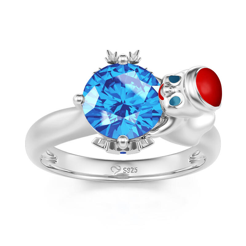 Jeulia Hug Me "Christmas Ghost Elf" Snowflake Round Cut Sterling Silver Ring