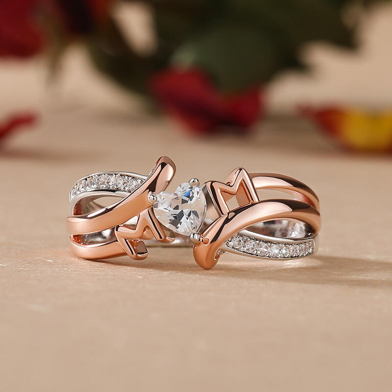 Jeulia Anillo para madre de plata de ley para mujer corte corazón