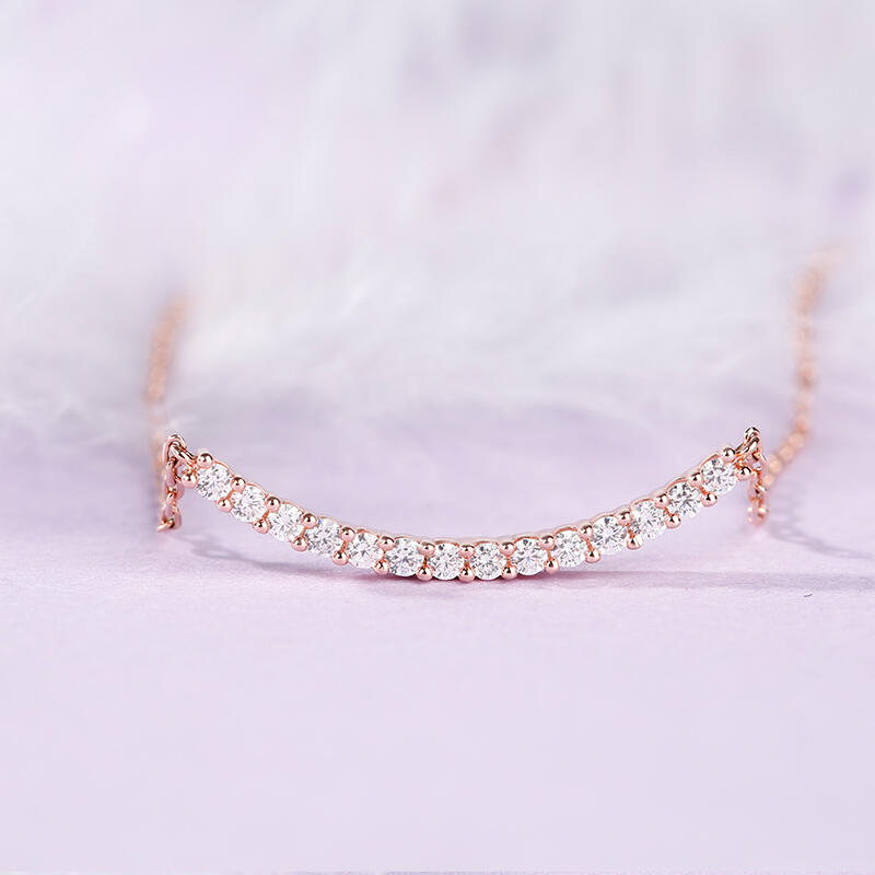 Jeulia Simple Style Round Cut Sterling Silver Necklace