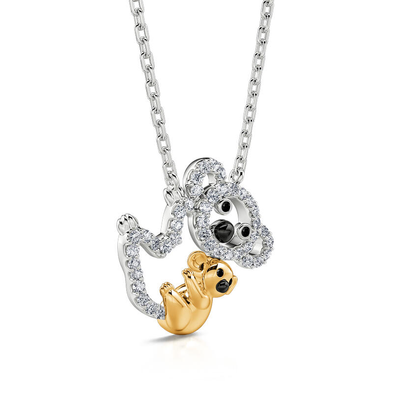 Jeulia "Carry Me" Mom and Baby Koala Pendant Sterling Silver Necklace