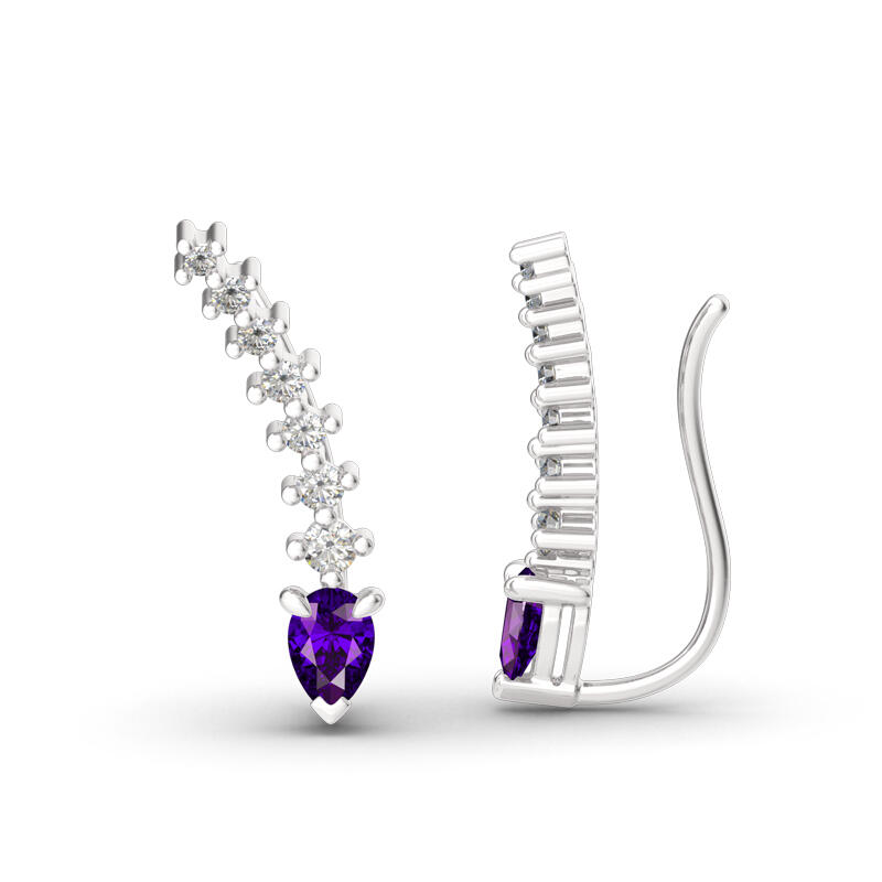 Jeulia Royal Amethyst Climber Earrings