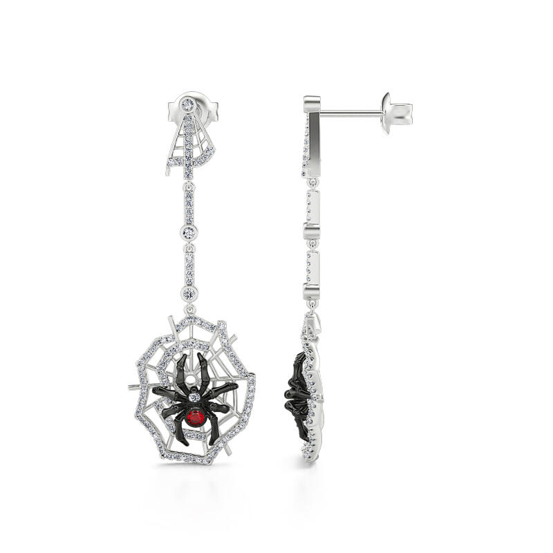 Jeulia "Web of Death" Spider Web Two Tone Sterling Silver Earrings