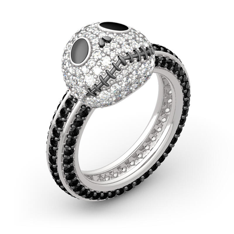 Jeulia "Halloween Fun" Skull Design Sterling Silver Ring