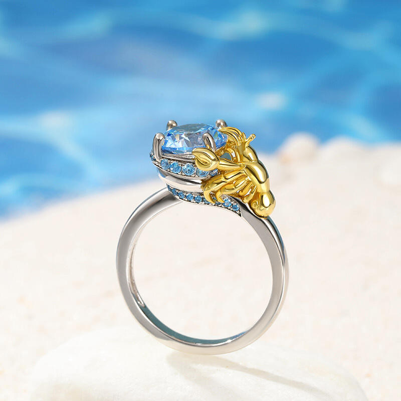 Jeulia Hug Me "Hermit Crab" Round Cut Sterling Silver Ring