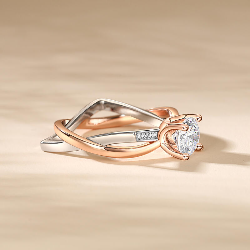 Jeulia Anillo de Compromiso Redondo Elegante Círculo Cuadrado Plata