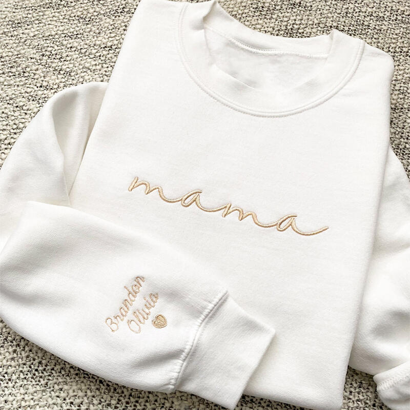 Personalized Sweatshirt Custom Embroidered Names with Optional Nickname Stylish Gift for Dear Mom