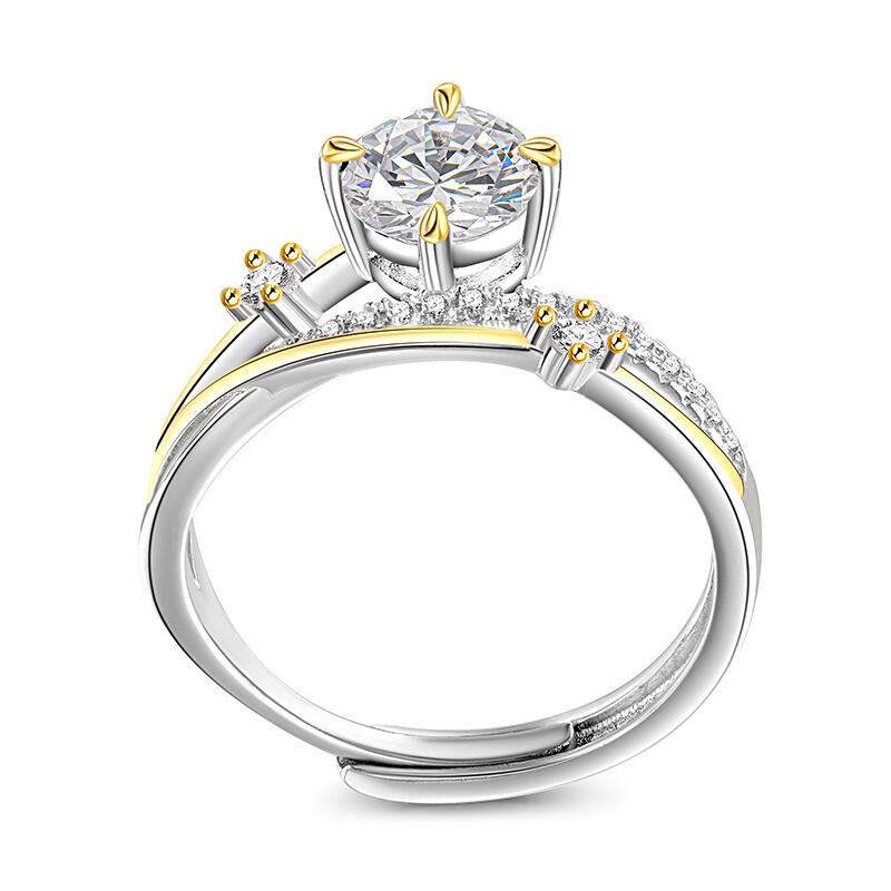 Jeulia "Meteor Trail" Two Tone Sterling Silver Open Ring