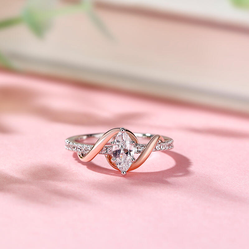 Jeulia Amore Coupe Marquise Bague de fiançailles Argent Sterling