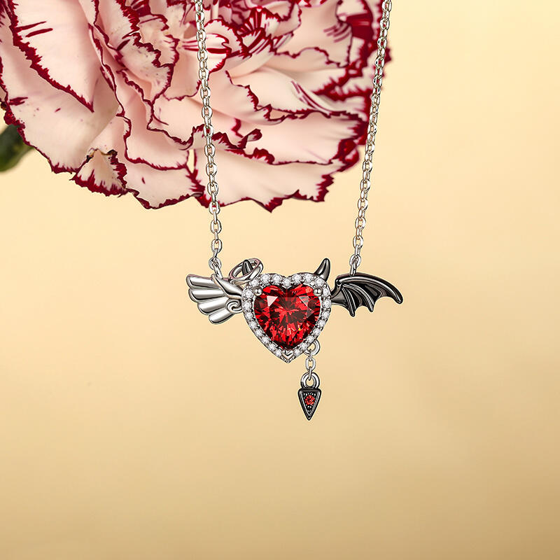 Jeulia “Angels and Demons” Wing Heart Necklace