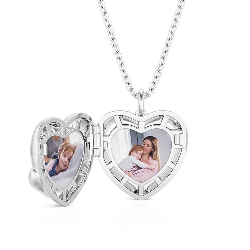 Jeulia Collar Grabado Corazón de Foto Personalizado con Abrazo