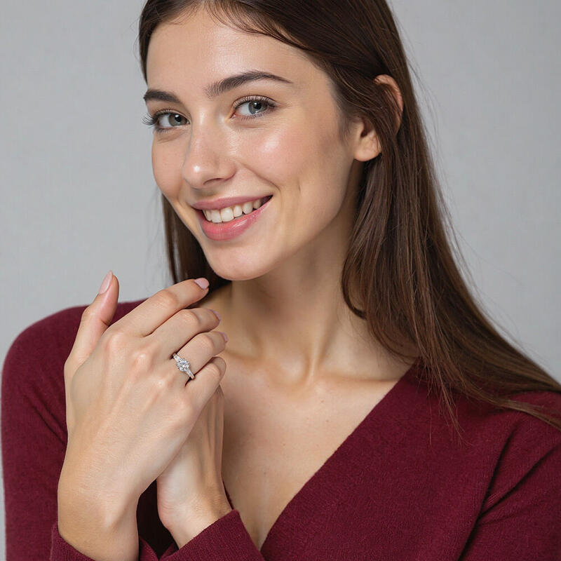 "Guided By Love" Round Cut Three Stone Engagement Ring