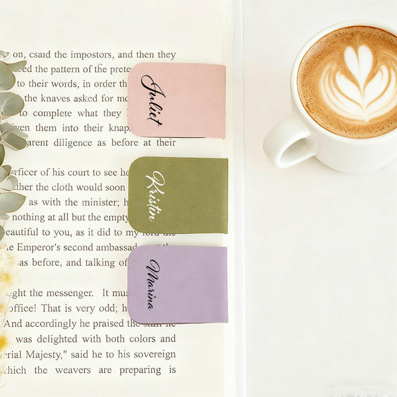 Personalized Leather Magnetic Bookmark Customized Name Book Lover Gift for Readers