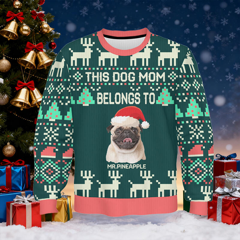 Personalized Ugly Sweater Unisex Custom Pet Head Photo Christmas Style Design Perfect Gift for Pet Lovers