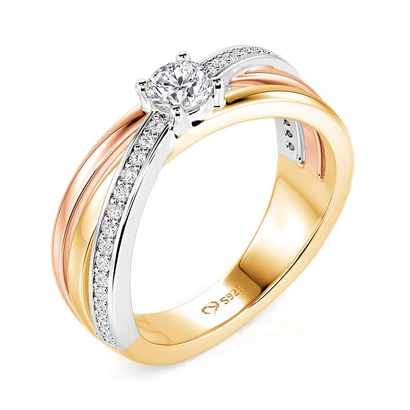 Jeulia Trinity Crossover Round Wedding Ring for Women