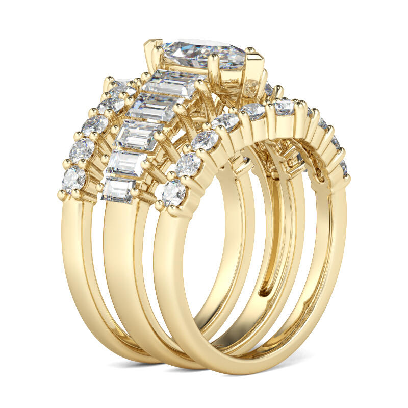 3SZT Zestaw Pierścionków Srebrnych z Szlifem Markisowym