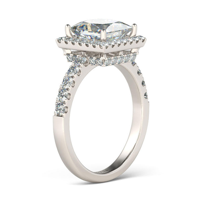 Jeulia Classic Halo Princess Cut Sterling Silver Ring