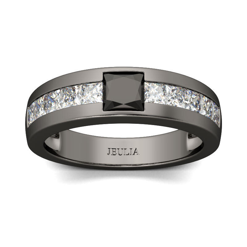 Jeulia Bague de Homme Cool Noir en Argent Sterling Coupe Princesse