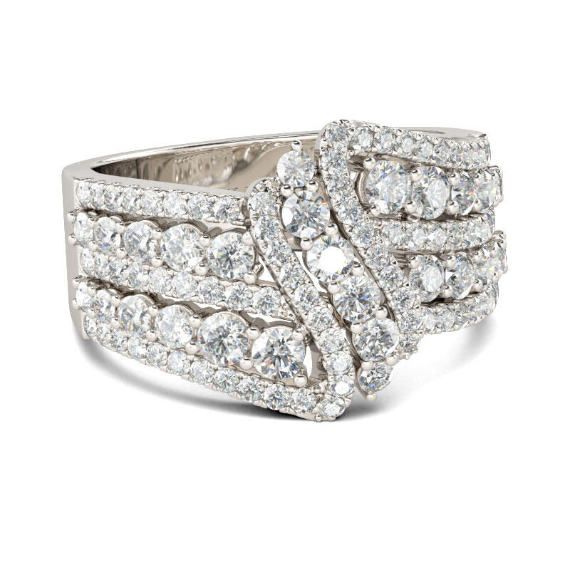 Jeulia Crossover Round Cut Sterling Silver Women's Wedding Band