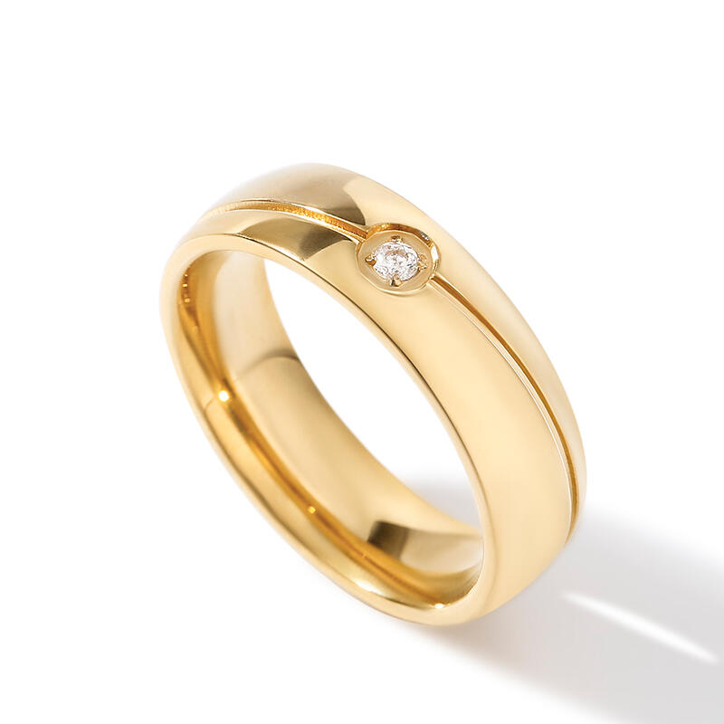 Jeulia Simple Solitaire Titanium Steel Men's Band