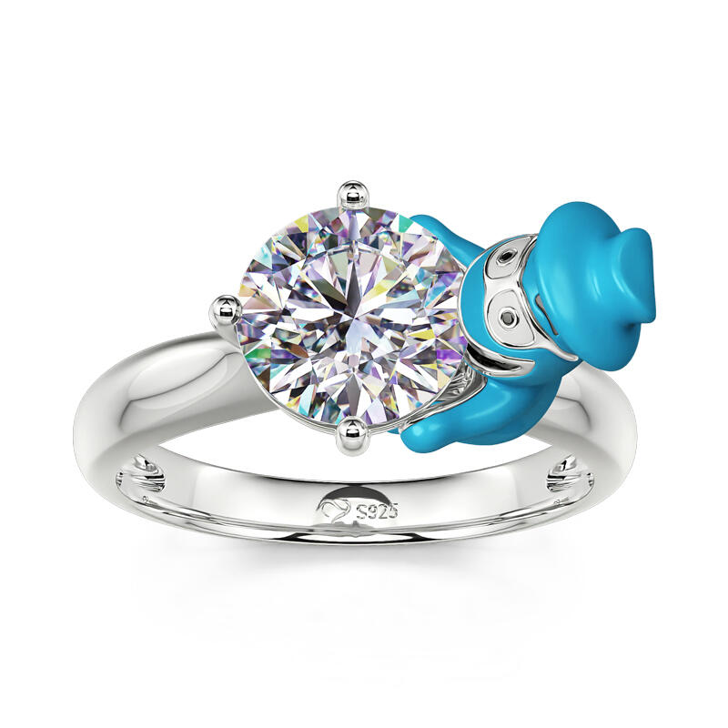 Jeulia Hug Me "Dreamer's Soul" Jazzman Round Cut Sterling Silver Ring