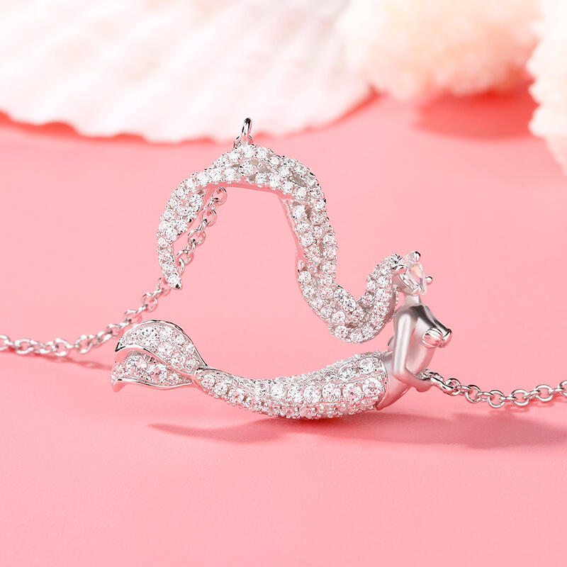 Jeulia "Ocean's Light" Sterling Silver Mermaid Gift Necklace for Valentine's Day