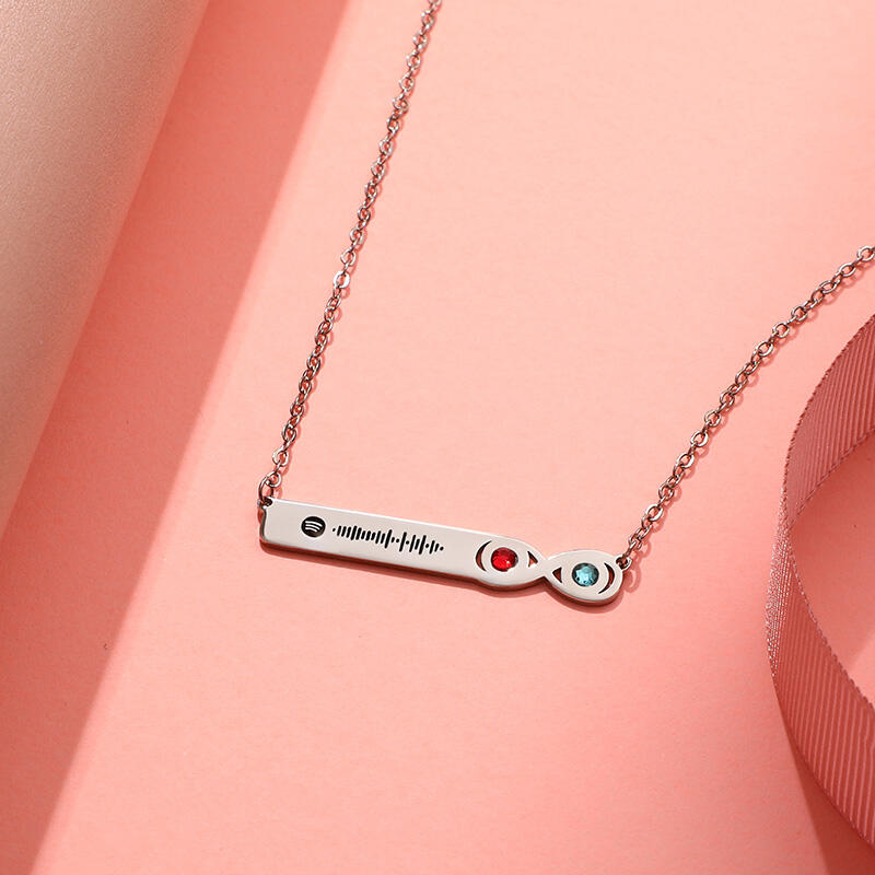 Jeulia Scannable Spotify Code Stainless Steel Necklace With Birthstone
