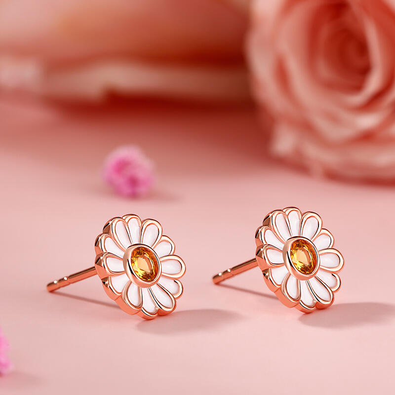 Jeulia "Small Daisy" Sterling Silver Children's Earrings