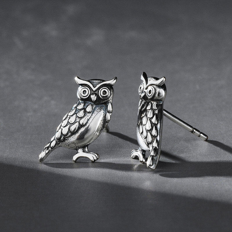 Jeulia "Wisdom Owl" Sterling Silver Earrings