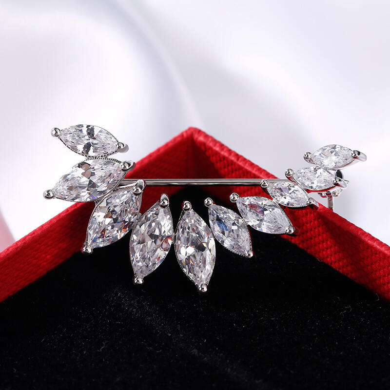 Jeulia Broche de plata esterlina de corte marquesa de diseño exclusivo