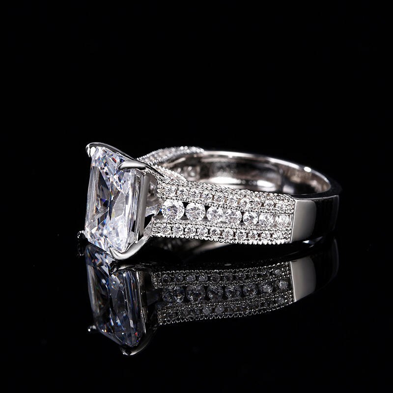 Jeulia Classic Radiant Cut Sterling Silver Ring