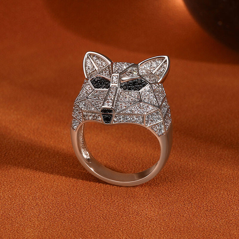 Jeulia Anillo especial con cara de zoroo de plata de ley