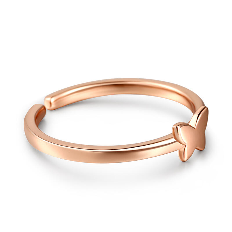 Jeulia "Romanticism" Butterfly Design Adjustable Sterling Silver Women's Band