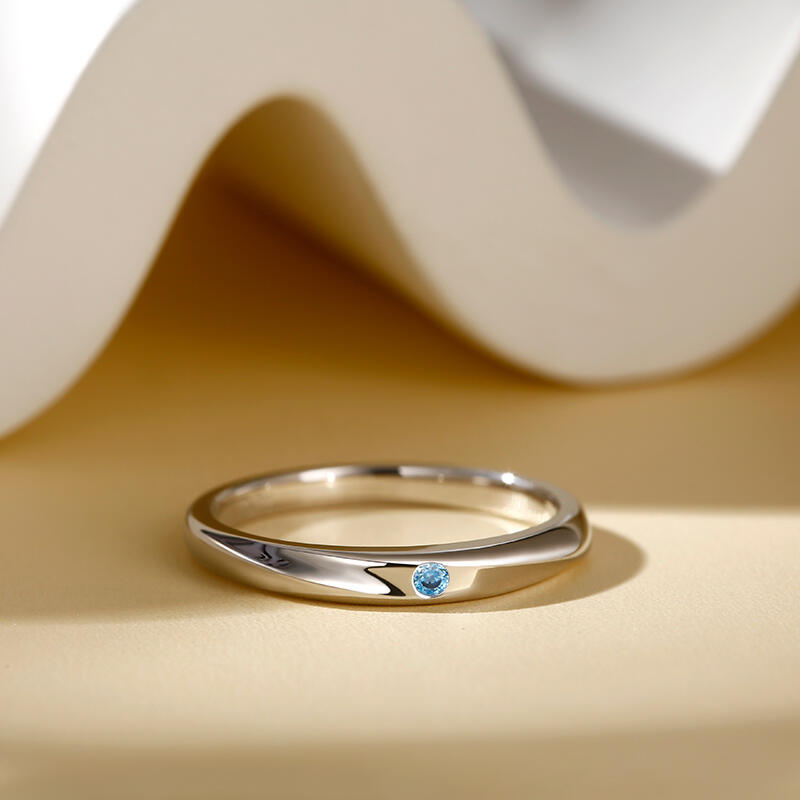 Jeulia Alliance pour homme "L'amour véritable est éternel" Argent Sterling