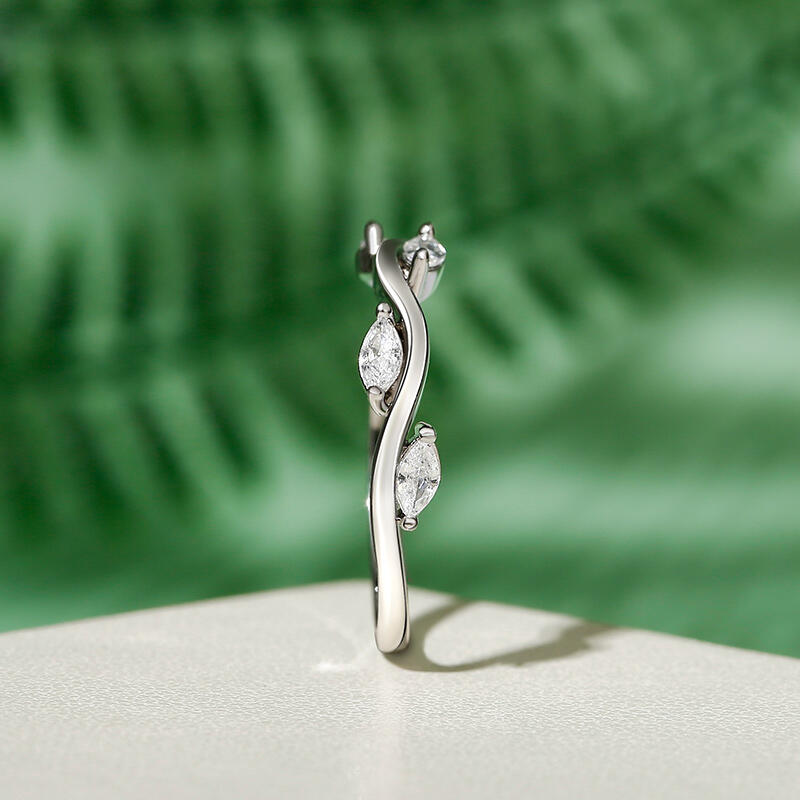 Jeulia "Branch & Leaves" 10K/14K/18K Gold Platinum Marquise Cut Band