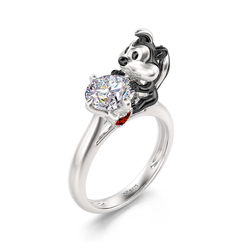 Jeulia Hug Me "Romantic Skunk" Round Cut Sterling Silver Ring